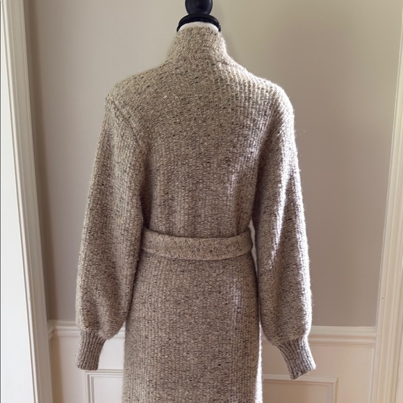 Vintage Wool Mohair Blend Long Textured Cardigan Sweater Belted Women's Large - Picture 5 of 12